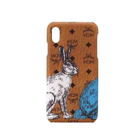 MCM Unisex Brown Cognac Visetos Hide And Seek Bunny IPhone XS Max Case
